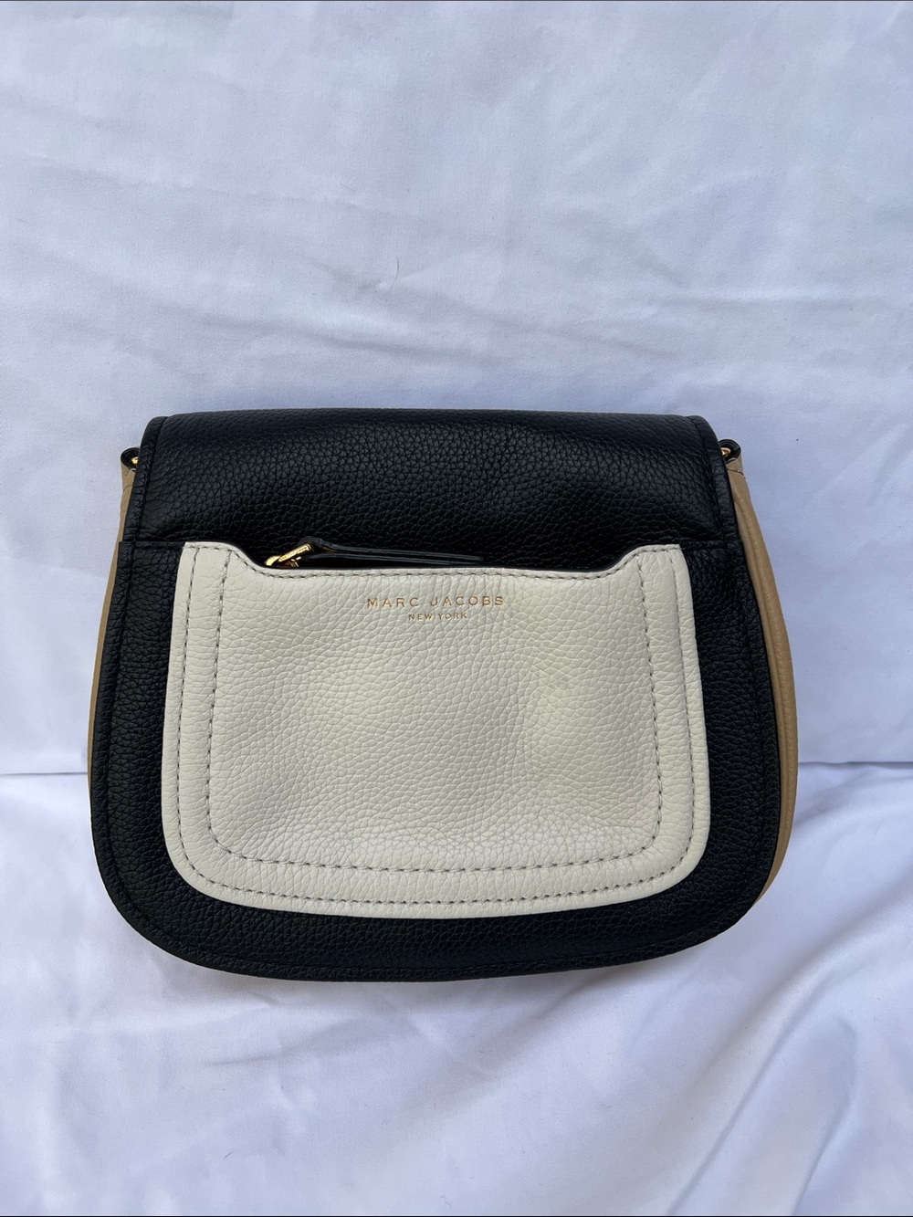 Marc Jacobs Black, White & Tan Colorblock Pebbled Leather Crossbody